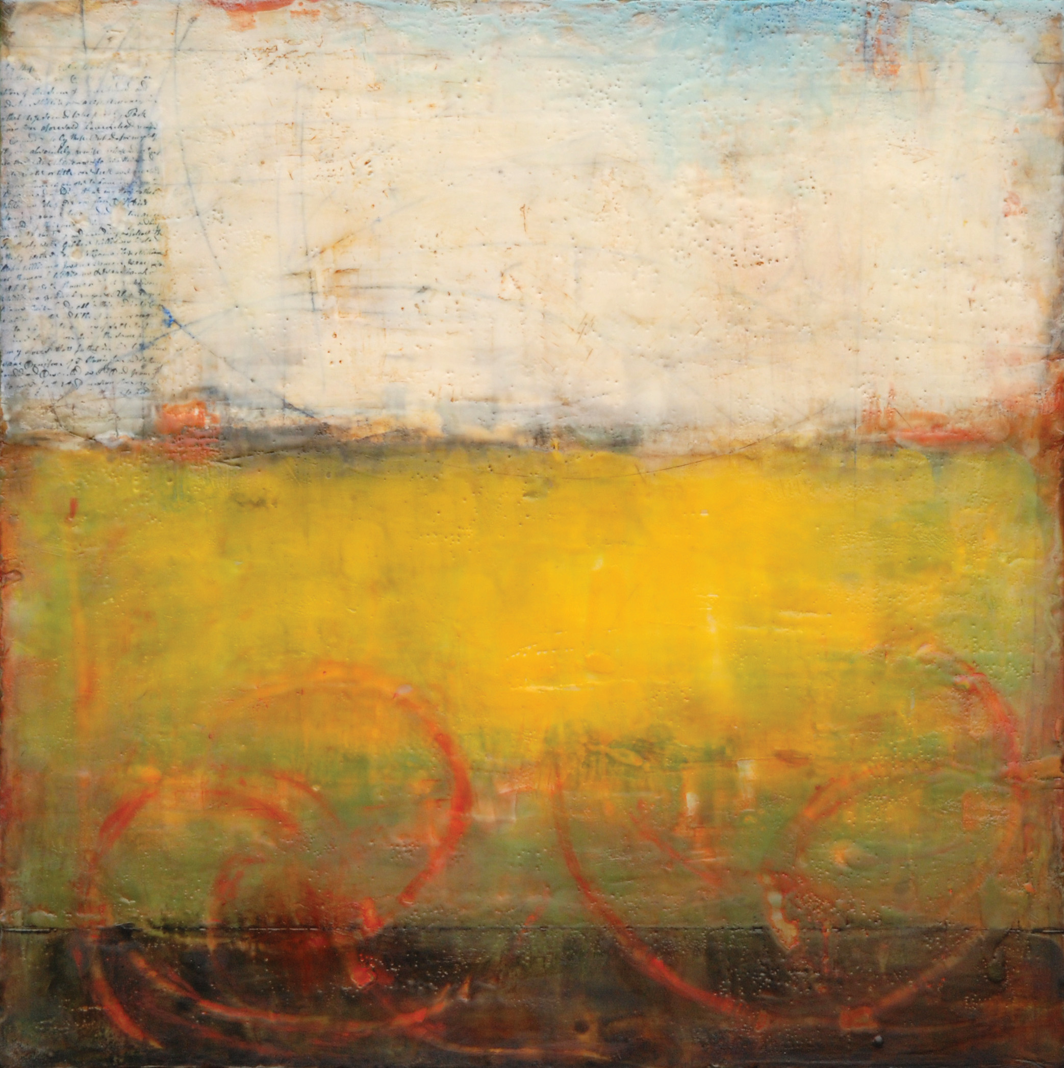 Land Deed 24" x 24" beeswax encaustic 24" x 24" painting